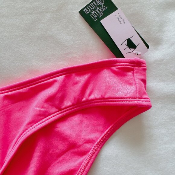 Wild Fable NWT hot pink with sparkle low rise cheeky bikini swim bathing suit XL - Picture 5 of 13